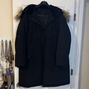Lane Bryant Black Parka Coat with Removable Faux Fur Hood